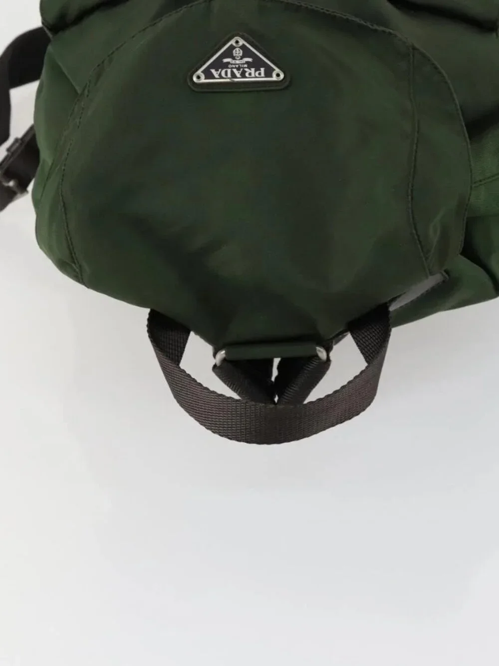 PRADA Backpack Nylon Green Silver Auth 157224